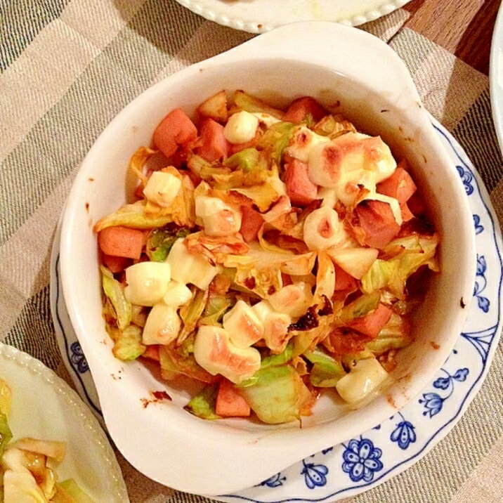 キャベツとギョニソのチーズ焼き