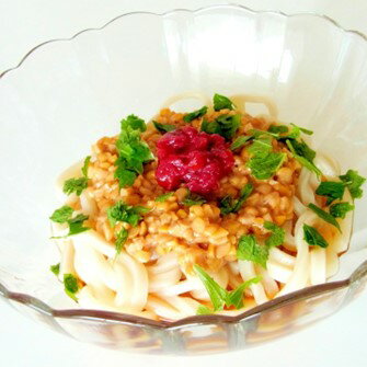 冷たい梅しそ納豆うどん レシピ・作り方
