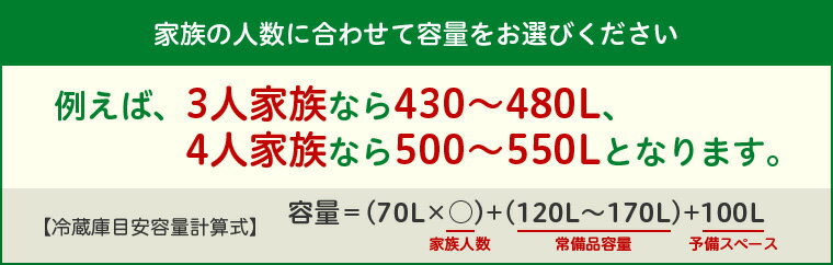 家族の人数に合わせて容量をお選びください