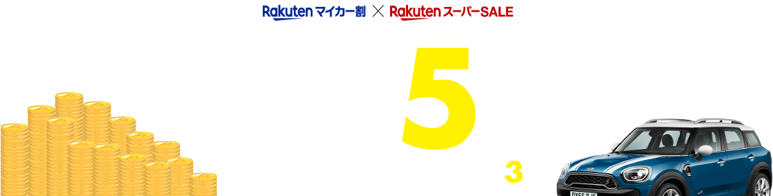Rakuten マイカー割×楽天スーパーSALE メンバー新規登録＆エントリー＆初めてのお買い物でポイント5倍 すでにメンバーの方はエントリーで3倍