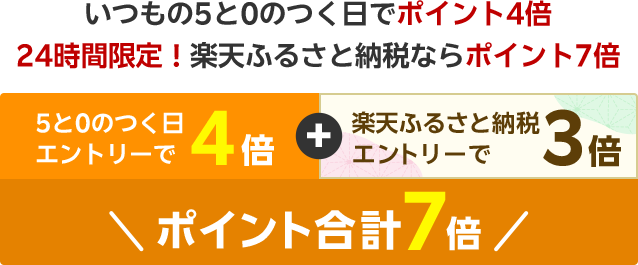 いつもの5と0のつく日でポイント4倍。24時間限定！楽天ふるさと納税ならポイント7倍
