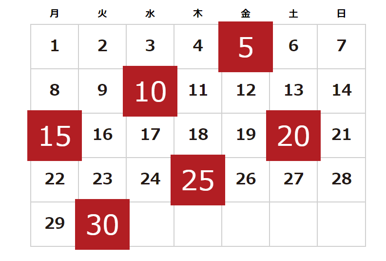 開催日カレンダー