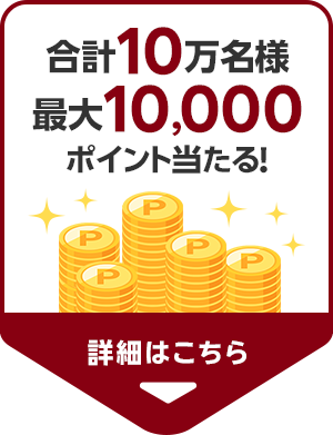 合計10万名様最大10,000ポイント当たる！キャンペーンの詳細を見る