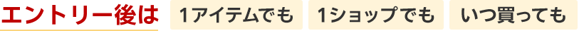 エントリー後は 1アイテムでも 1ショップでも いつ買っても