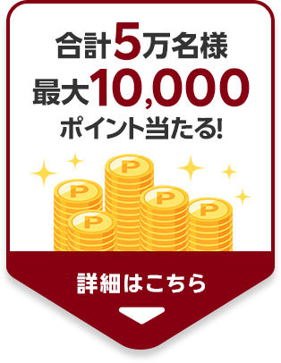 合計5万名様に最大10,000ポイント当たる!キャンペーンの詳細を見る
