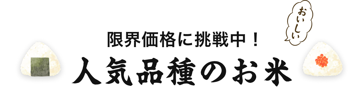 限界価格挑戦中！人気品種のお米