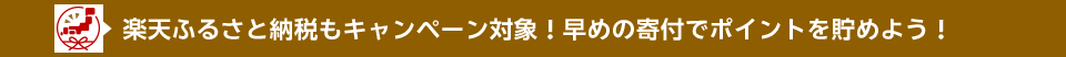 楽天ふるさと納税もキャンペーン対象！早めの寄付でポイントを貯めよう！