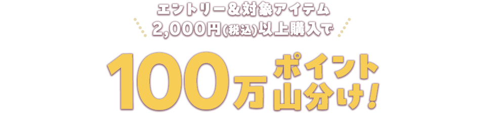 エントリー&対象アイテム2,000円(税込)以上購入で100万ポイント山分けキャンペーン