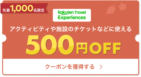 アクティビティや施設のチケットなどに使える 500円OFFクーポンを獲得する