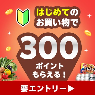 はじめてのお買い物で300ポイントもらえる！要エントリー