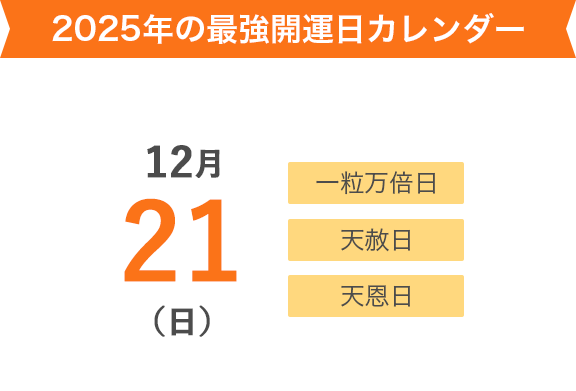 2025年の最強開運日カレンダー 12月21日(日)