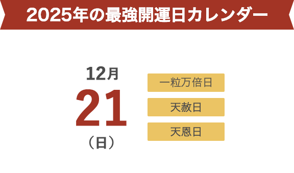 2025年の最強開運日カレンダー 12月21日(日)