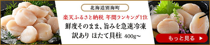 楽天ふるさと納税 年間ランキング1位 鮮度そのまま、旨みを急速冷凍訳あり ほたて貝柱 選べる400g～　北海道別海町
