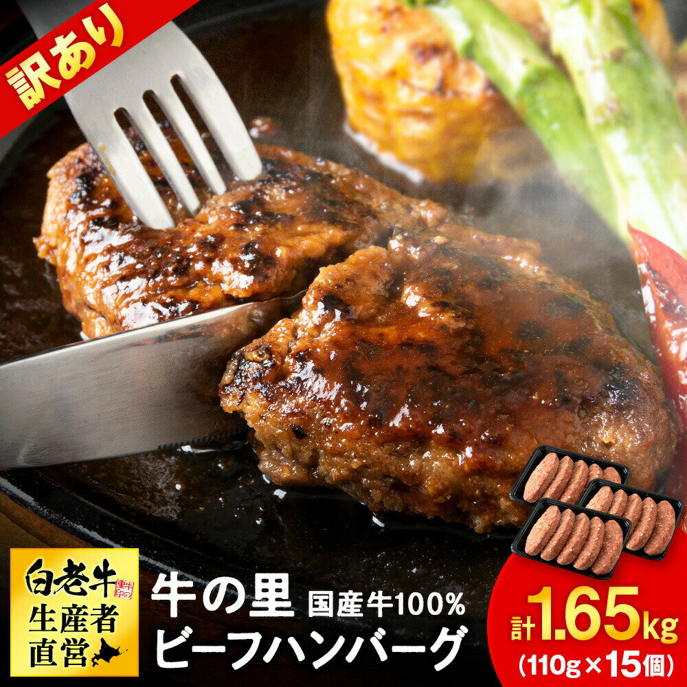 ★大容量!合計1.65kg!★牛の里ビーフハンバーグ 選べる 訳あり(110g5枚入)×3