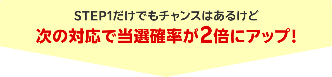 STEP1だけでもチャンスはあるけど次の対応で当選確率が2倍にアップ！