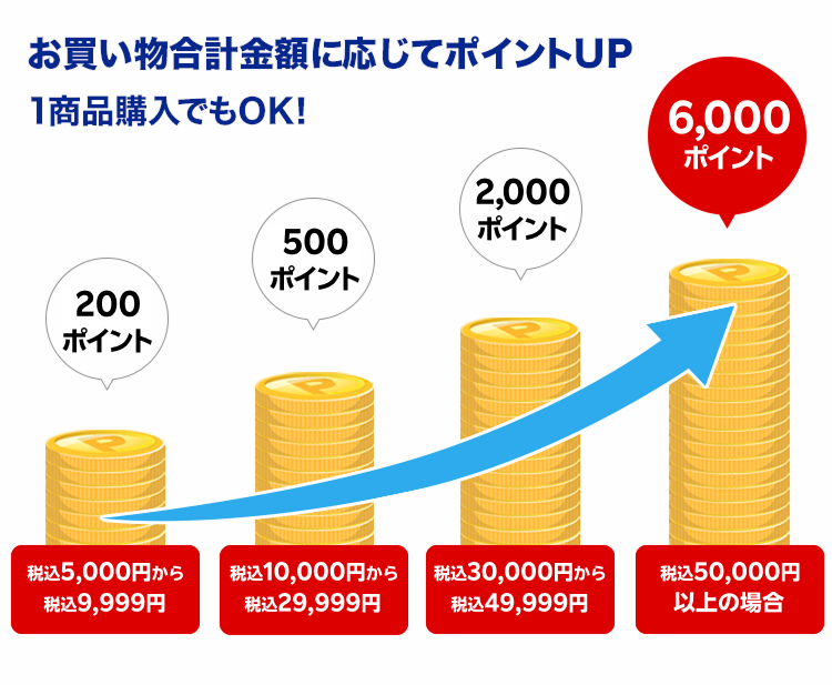 お買い上げ金額に応じてポイントアップ！最大6,000ポイントキャンペーン