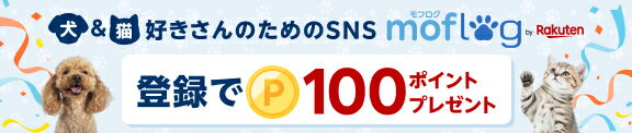犬＆猫好きのためのSNS mofllog登録で100ポイントプレゼント