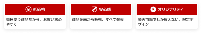 低価格、安心感、オリジナリティ