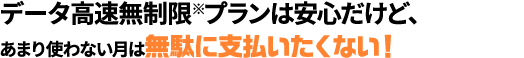 データ高速無制限※プランは安心だけど、あまり使わない月は無駄に支払いたくない！