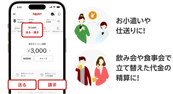 お小遣いや仕送りに！飲み会や食事会で立て替えた代金の清算に！