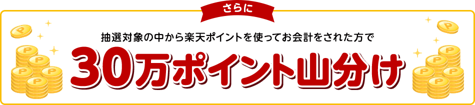 [さらに]抽選対象の中から楽天ポイントを使ってお会計をされた方で30万ポイント山分け