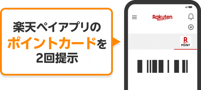 楽天ペイアプリのポイントカードを2回提示 チャージ払いで合計5,000円以上お会計