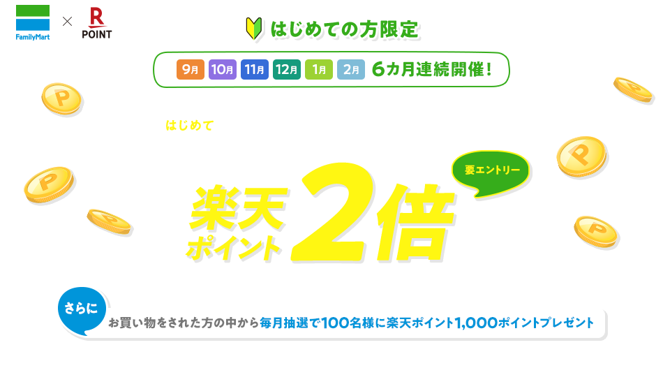 楽天ポイントカード ファミリーマート はじめてファミマのアプリにポイント連携 提示すると楽天ポイント2倍キャンペーン キャンペーン一覧