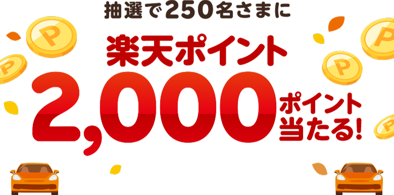 抽選で250名さまに楽天ポイント2,000ポイント当たる！