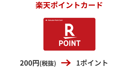 楽天ポイントカード 200円（税抜）→1ポイント
