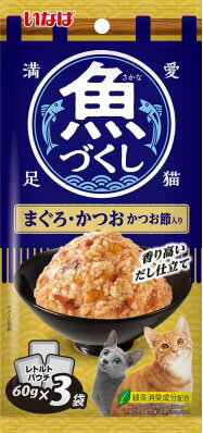 いなば 魚づくし まぐろ・かつお いか入り2箱 60g×144袋 魚づくし パウチ まぐろ・かつお いか入り | 商品情報