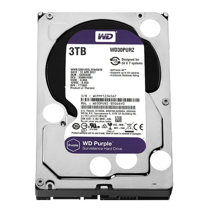 WesternDigital Purple SATA6G接続ハードディスク 3TB WD30PURZ