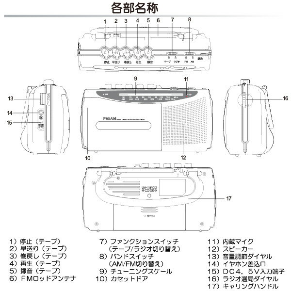 廣華物産 モノラルラジカセ SCT-M200(S)