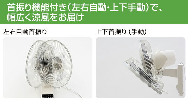 YAMAZEN 壁掛け扇風機 YWX-BGD301(W)
