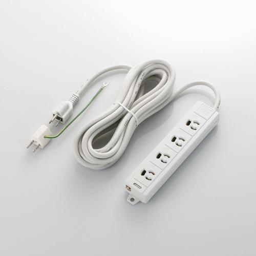 エレコム 延長コード 電源タップ 5m 3P 4個口 3P→2P変換アダプタ付 T-ECOH3450NM(1個入)