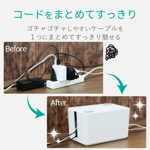 エレコム ケーブル収納ボックス 小 ホワイト EKC-BOX002WH(1個)