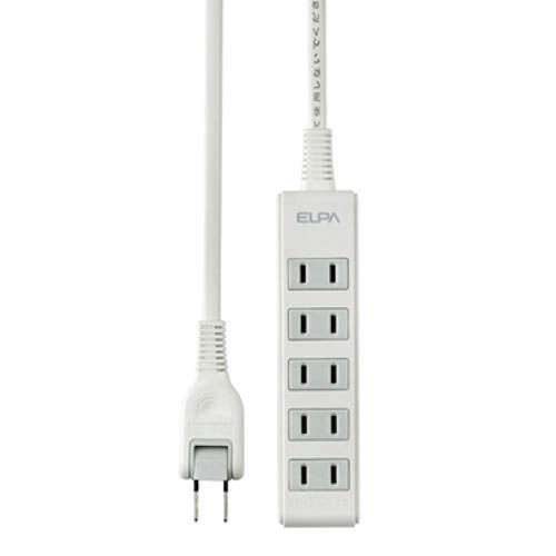 エルパ(ELPA) コンパクト電源タップ AC5個口 コード長 5m LPT-505N(W)(1コ入)