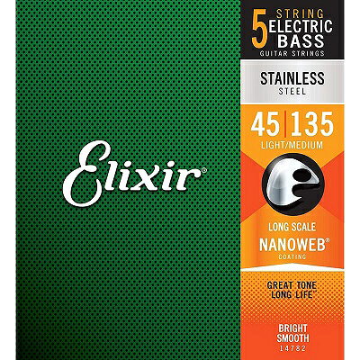 【メール便発送】【Elixir（エリクサー） ベース弦】NANOWEB ステンレス Long Scale 5弦 Light/Medium .045-.135#14782