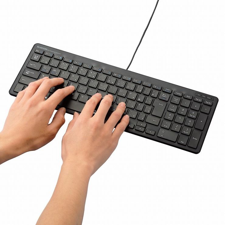 エレコム キーボード 有線 パンタグラフ USB 薄型 コンパクト TK-FCP097BK(1台)
