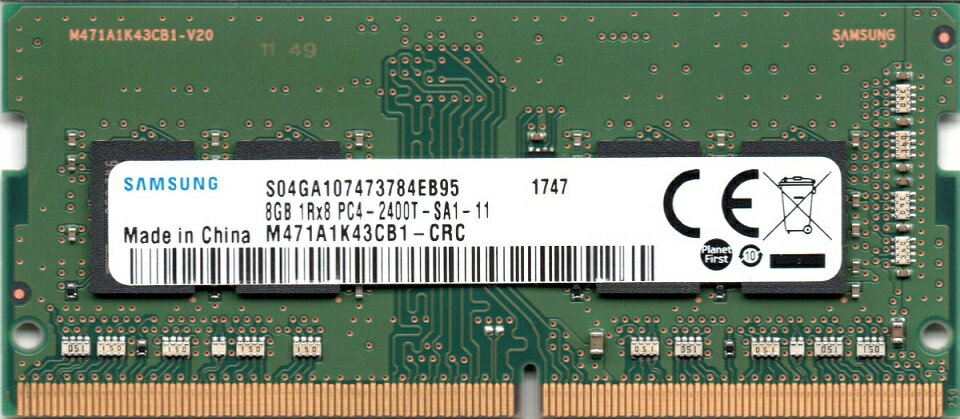 SAMSUNG ノート用メモリ 8GB DDR4 M471A1K43CB1-CRC