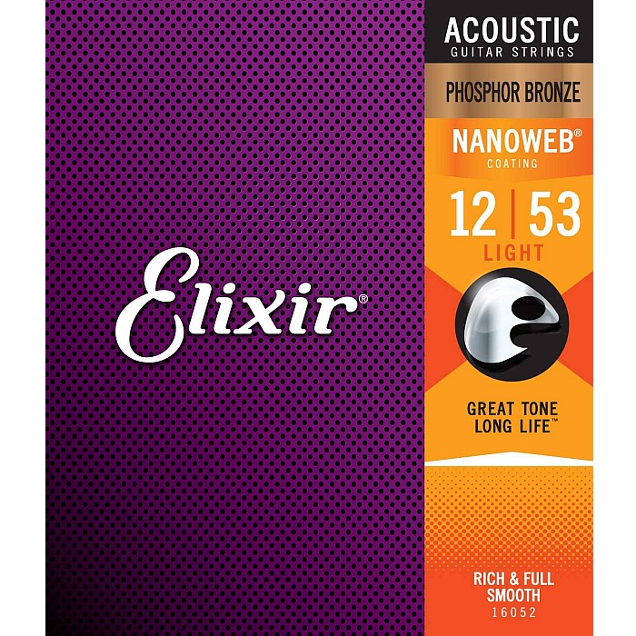 〔おまとめ5セット〕Elixir #16052 アコースティックギター弦 NANOWEB フォスファーブロンズ Light .012-.053〔エリクサー〕〔ゆうパケット対応〕