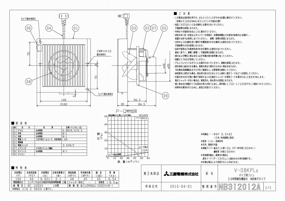 楽天市場】三菱電機 MITSUBISHI パイプ用ファン V-08PP7 | 価格