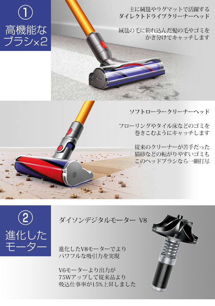 Dyson V8 absolute掃除機　付属品付き　キズあり　実動品　ダイソン Dyson V8 Absolute コードレス掃除機 取扱説明書