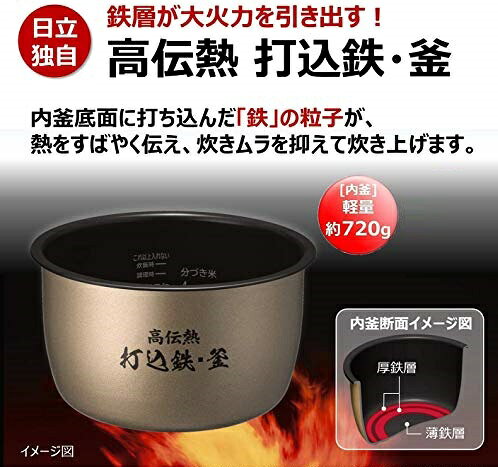 HITACHI ふっくら御膳 圧力スチームIH炊飯器 RZ-BV100M(R)