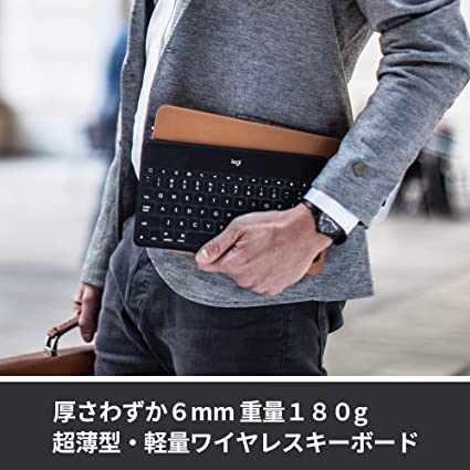 Logicool ロジクール iPad iPhone キーボード ポータブル iK1042BKA ブラック Bluetooth 薄型 充電式 iPhoneスタンド付 ワイヤレス 無線 2年間無償保証