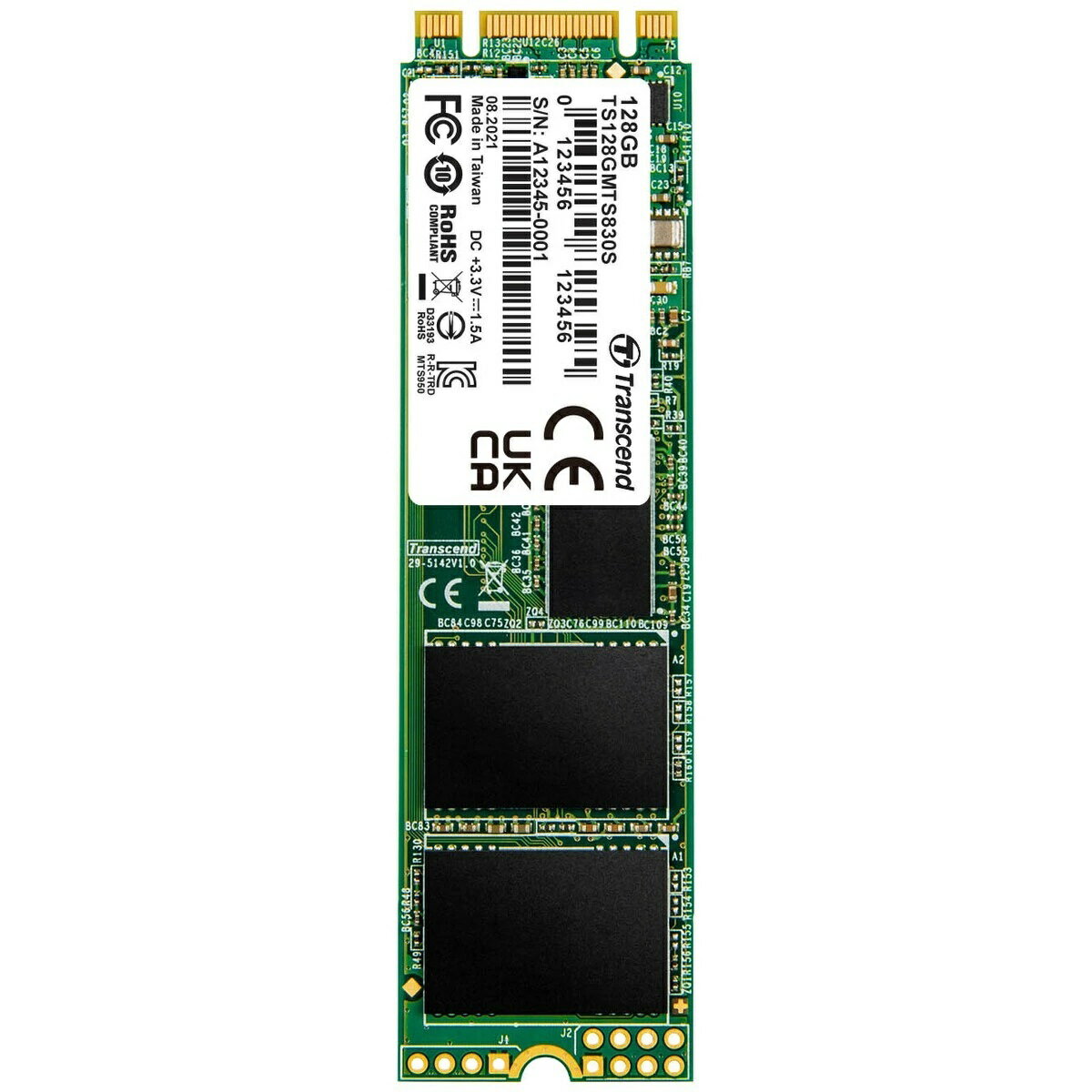 Transcend 128GB M.2 2280 SSD SATA3 B+M Key TLC TS128GMTS830S