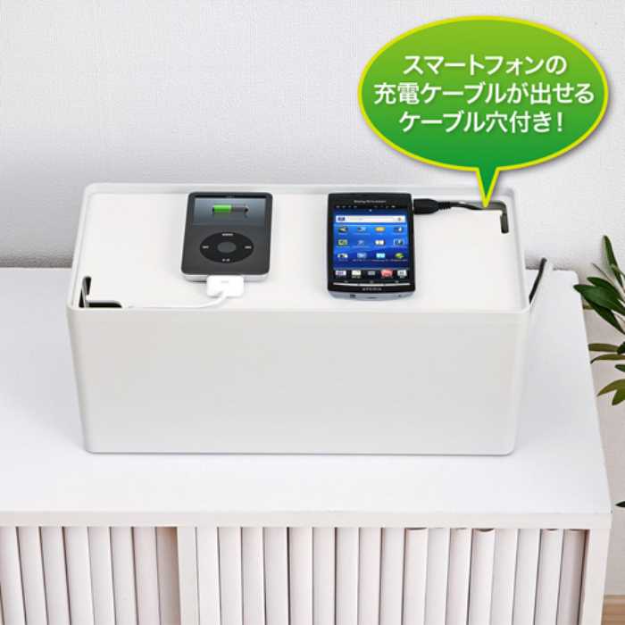 ケーブル＆タップ収納ボックス Mサイズ ホワイト CB-BOXP2WN2(1コ入)
