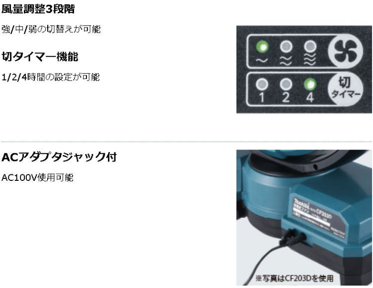 makita 充電式ファン 本体のみ CF203DZW