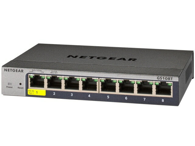 NETGEAR イッチングハブ ギガ PoE＋x8ポート GS108PP-100 NETGEAR GS108PP ギガ8ポート PoE+(123W) GS108PP-100AJS 1個