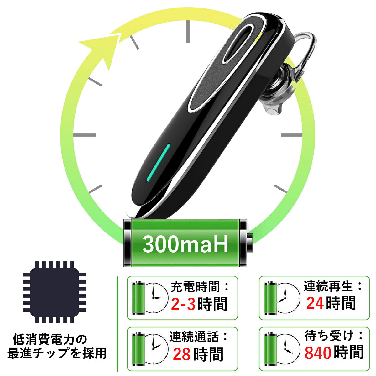 COOPO JAPAN 音量調整機能付 スタイリシュ ブルートゥースヘッドセット CP-K1-BLACK