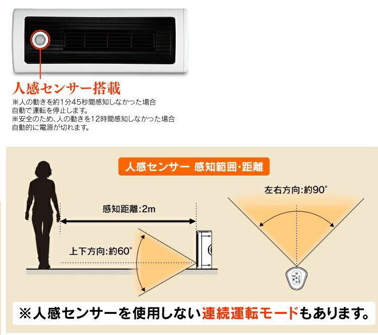 セラミックファンヒーター 人感センサー アイリスオーヤマ ホワイト JCH-TW122T(1個)